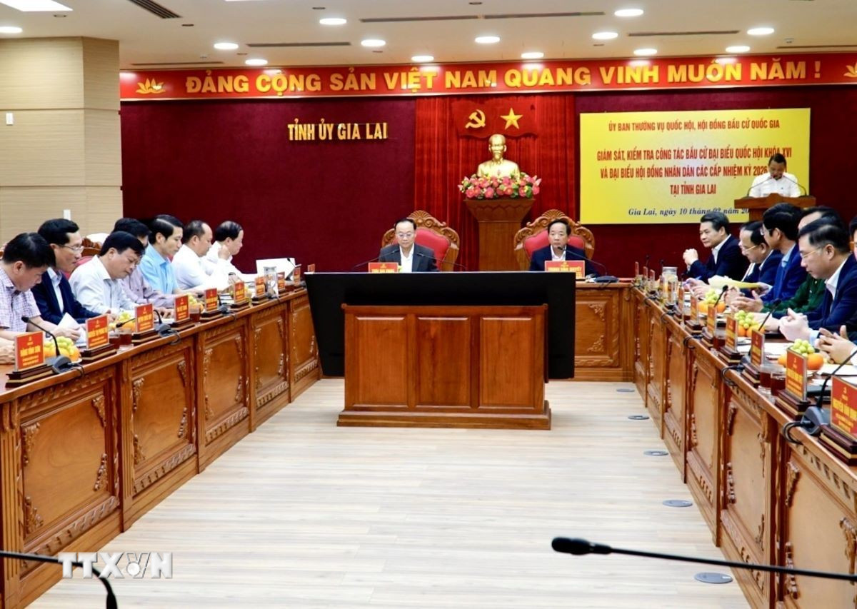 Quang cảnh buổi làm việc. (Ảnh: Sỹ Thắng/TTXVN)