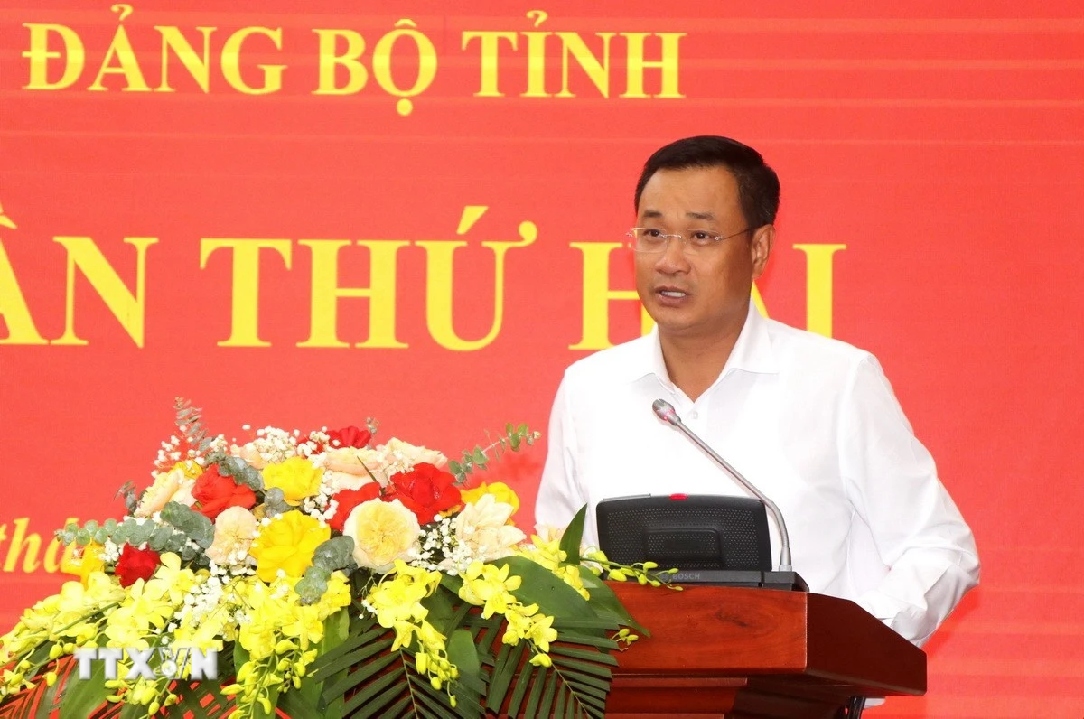 Ông Lê Ngọc Quang, Bí thư Tỉnh ủy Quảng Trị, phát biểu khai mạc Hội nghị. (Ảnh: Võ Dung/TTXVN)