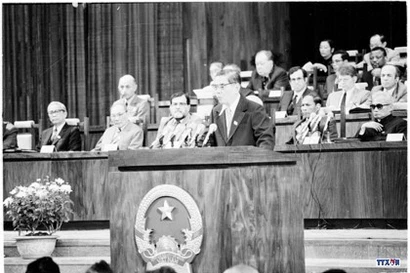 Đồng chí Lê Đức Anh tham luận. Ảnh: TTXVN