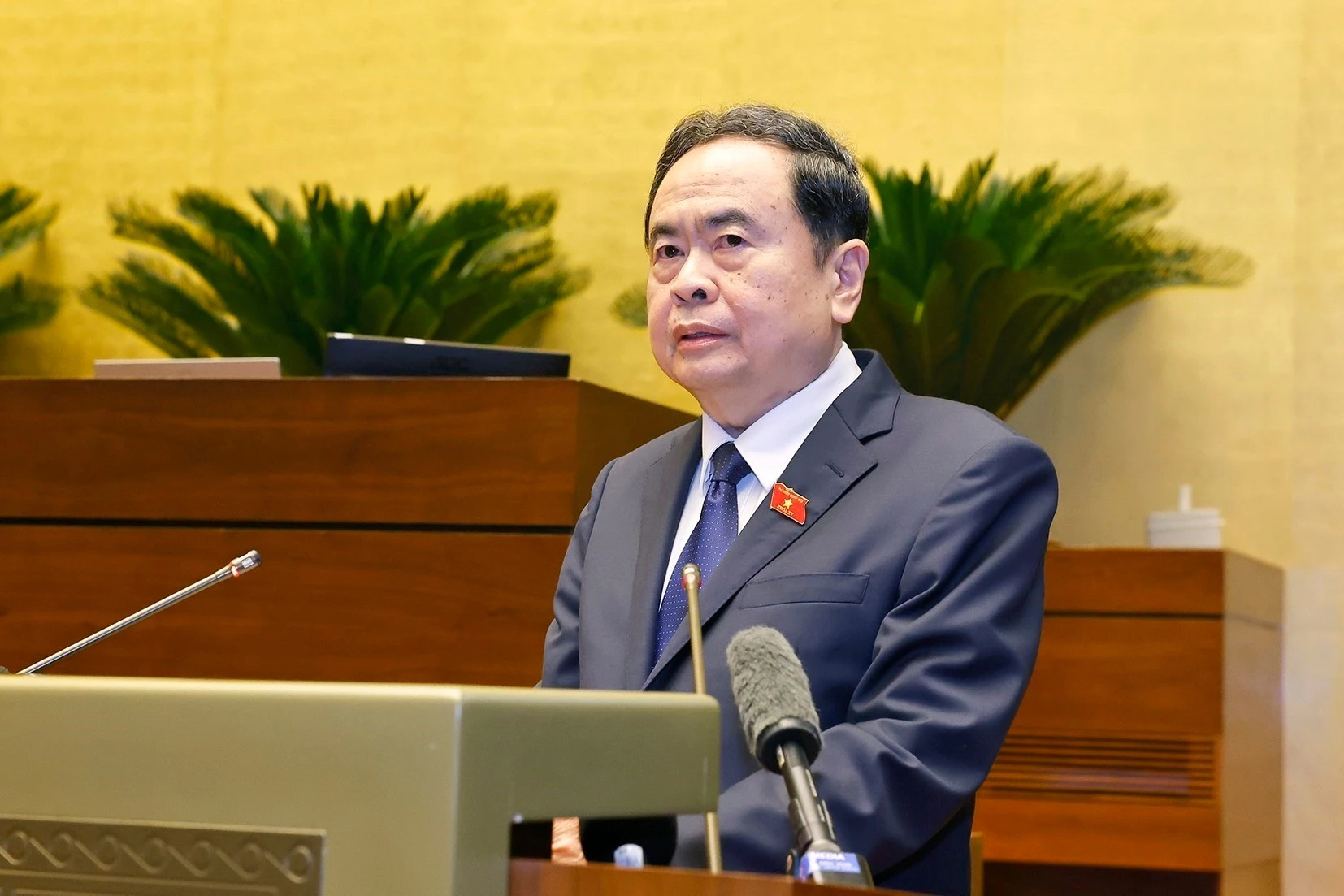 Chủ tịch Quốc hội Trần Thanh Mẫn phát biểu khai mạc hội nghị. (Ảnh: Doãn Tấn/TTXVN)