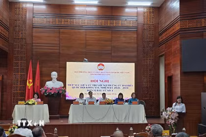 Hội nghị tiếp xúc cử tri với người ứng cử đại biểu Quốc hội khóa XVI và Hội đồng Nhân dân thành phố Đà Nẵng nhiệm kỳ 2026-2031 tại đơn vị bầu cử số 1. (Ảnh: TTXVN phát)