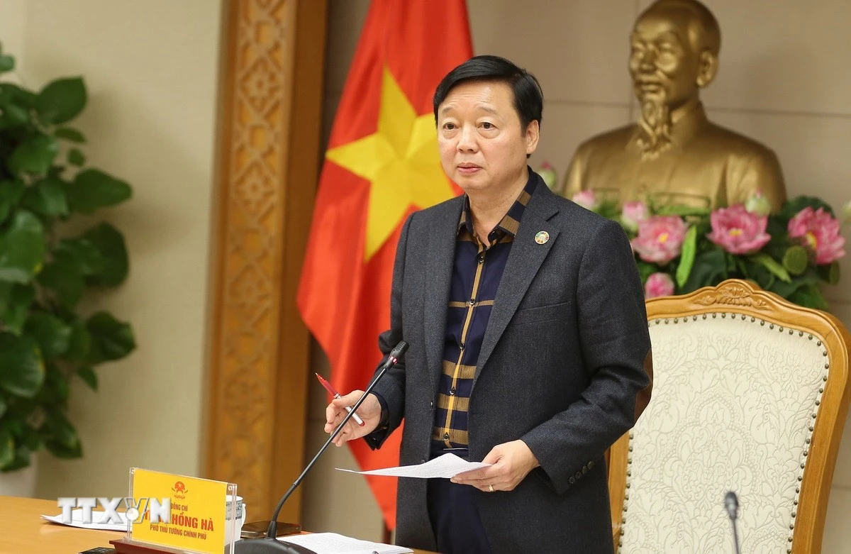 Phó Thủ tướng Trần Hồng Hà phát biểu chỉ đạo tại cuộc họp. (Ảnh: Diệp Trương/TTXVN)