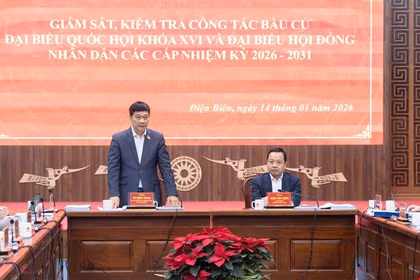 Phó Chủ tịch Quốc hội Vũ Hồng Thanh làm việc với tỉnh Điện Biên về tình hình triển khai công tác chuẩn bị bầu cử đại biểu Quốc hội khóa XVI và Hội đồng Nhân dân các cấp nhiệm kỳ 2026-2031. (Nguồn: Cổng Thông tin điện tử Quốc hội Việt Nam)