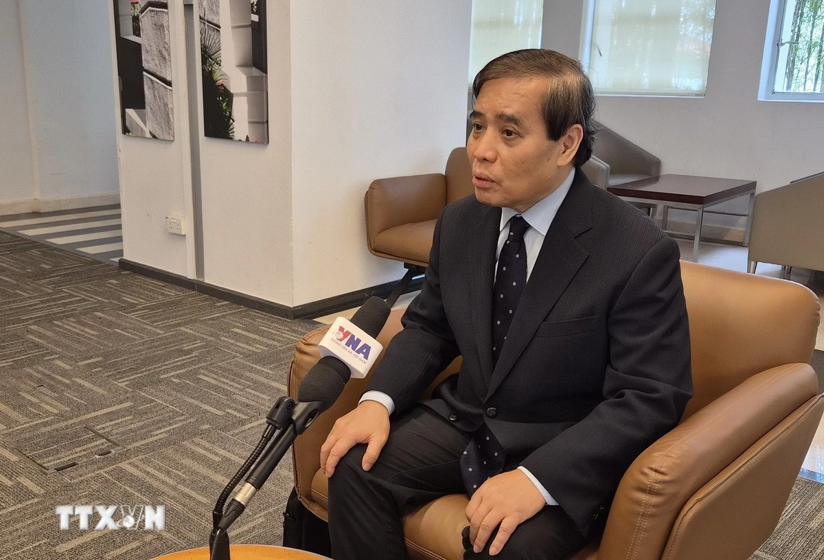 Giáo sư Vũ Minh Khương trả lời phỏng vấn phóng viên TTXVN tại Singapore. (Ảnh: Việt Dũng/TTXVN)
