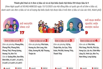 4 đơn vị bầu cử của thành phố Huế