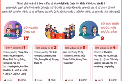 4 đơn vị bầu cử của thành phố Huế