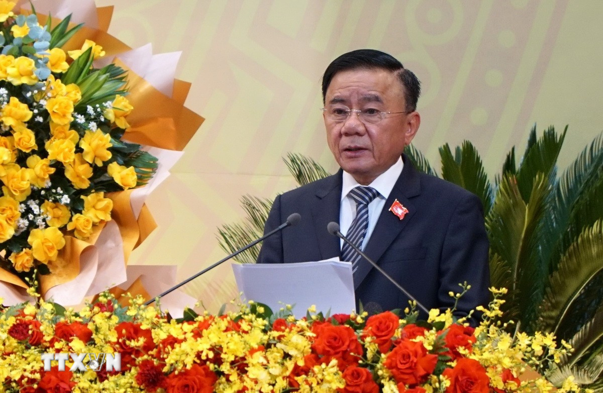 Ủy viên Bộ Chính trị, Thường trực Ban Bí thư Trần Cẩm Tú phát biểu chỉ đạo Đại hội. (Ảnh: Quốc Dũng/TTXVN) ttxvn-ong-tran-cam-tu-1.jpg