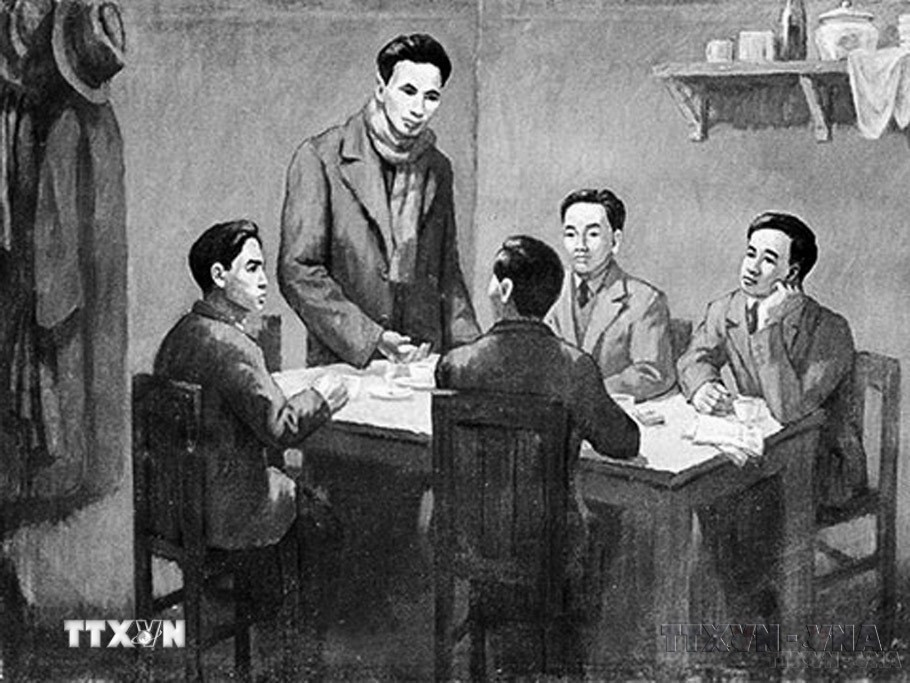 Từ ngày 6/1-7/2/1930, Hội nghị hợp nhất các tổ chức Cộng sản thành lập Đảng Cộng sản Việt Nam họp ở bán đảo Cửu Long, thuộc Hong Kong (Trung Quốc) dưới sự chủ trì của đồng chí Nguyễn Ái Quốc thay mặt cho Quốc tế Cộng sản. (Ảnh: Tranh tư liệu/TTXVN phát) ttxvn-thanh-lap-dang-2.jpg