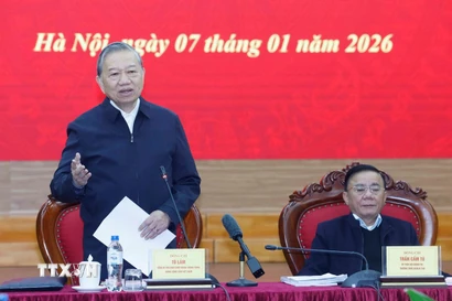 Tổng Bí thư Tô Lâm phát biểu chỉ đạo. (Ảnh: Thống Nhất/ TTXVN)