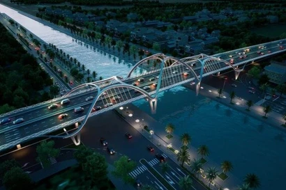 Phối cảnh cầu Nguyễn Chí Thanh bắc qua kênh xáng Xà No, Thành phố Cần Thơ.