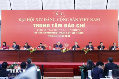 Tổng Bí thư Tô Lâm chủ trì buổi họp báo. (Ảnh: TTXVN)