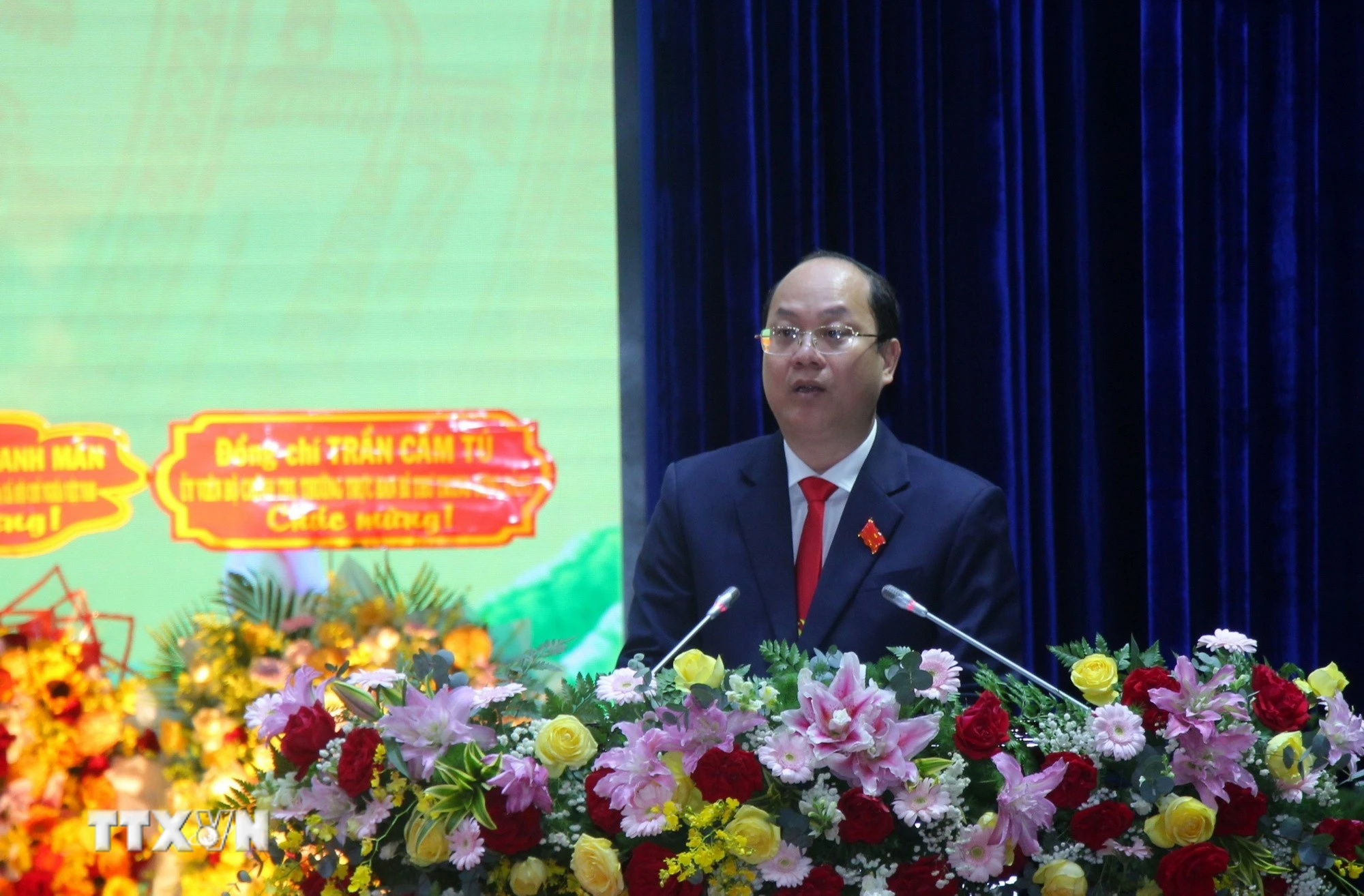 Đồng chí Nguyễn Hồ Hải, Bí thư Tỉnh ủy Cà Mau phát biểu tại Đại hội. (Ảnh: Chanh Đa/TTXVN)