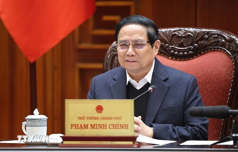 Thủ tướng Phạm Minh Chính chủ trì Phiên họp thứ 11 Ban Chỉ đạo tinh gọn bộ máy của Chính phủ. (Ảnh: Dương Giang/TTXVN)