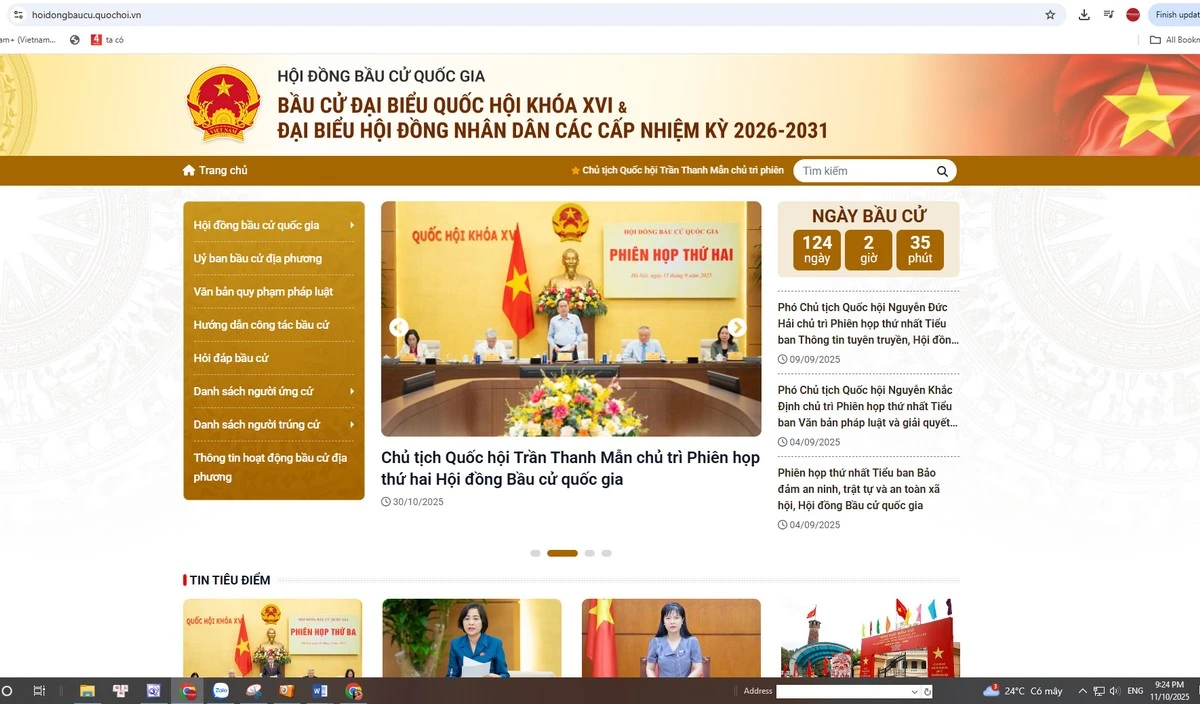 Trang thông tin điện tử bầu cử. (Ảnh chụp màn hình)