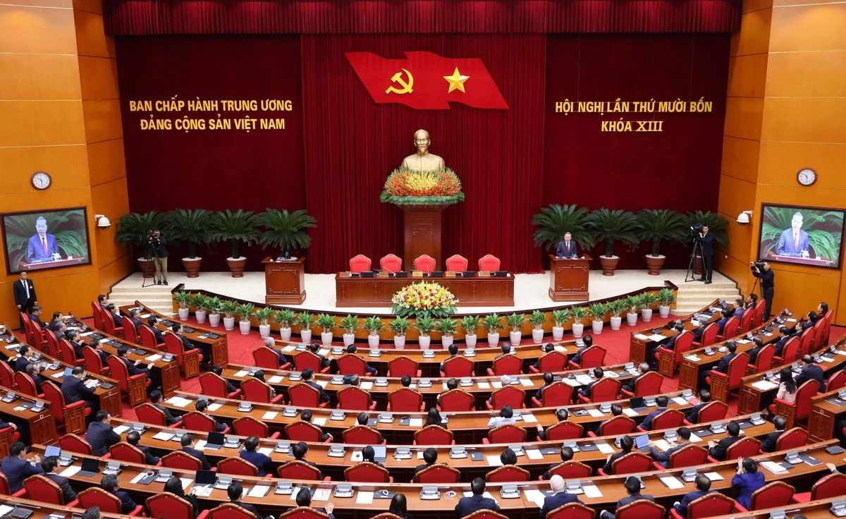 Phiên bế mạc Hội nghị lần thứ 14 Ban Chấp hành Trung ương Đảng khóa XIII. (Ảnh: Lâm Khánh/TTXVN)
