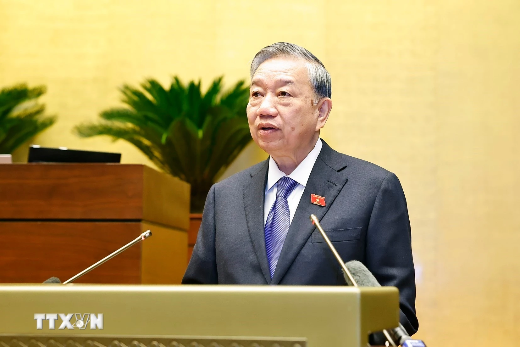 Tổng Bí thư Tô Lâm phát biểu chỉ đạo Hội nghị. (Ảnh: Doãn Tấn/TTXVN)