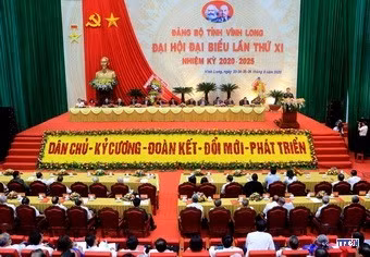 Quang cảnh Đại hội đại biểu Đảng bộ tỉnh Vĩnh Long lần thứ XI (2020). Ảnh: TTXVN