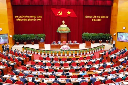 Toàn cảnh phiên khai mạc Hội nghị lần thứ mười hai Ban Chấp hành Trung ương Đảng khóa XIII. (Nguồn: TTXVN) 