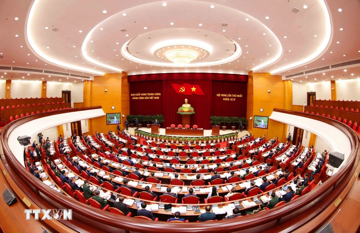 Hội nghị lần thứ nhất Ban Chấp hành Trung ương Đảng khóa XIV. (Ảnh: TTXVN)
