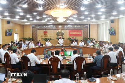 UBND tỉnh Tây Ninh tổ chức Hội nghị đánh giá tình hình kinh tế-xã hội 9 tháng và đề ra phương hướng nhiệm vụ cho những tháng còn lại của năm 2025. (Ảnh: Bùi Giang/TTXVN)