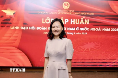 Bà Trần Hà My, Giám đốc Mạng lưới Đổi mới sáng tạo Việt Nam tại Pháp (VINEU France), Chủ tịch Hội Doanh nghiệp Trẻ Việt Nam tại châu Âu (VYBE). (Ảnh: TTXVN phát)