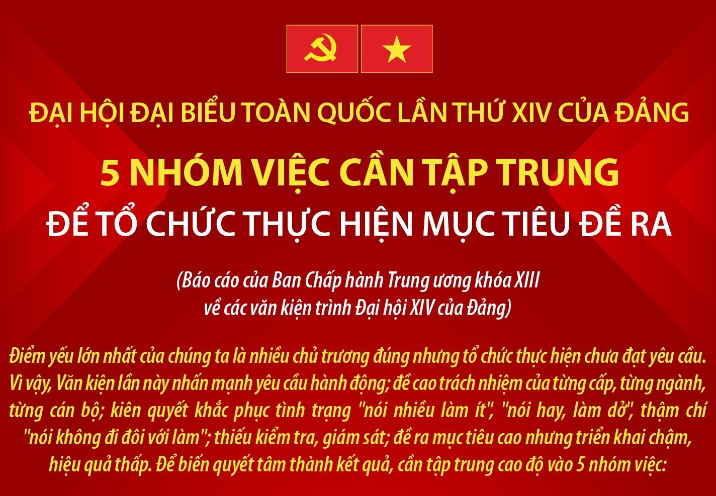 5 nhóm việc cần tập trung để tổ chức thực hiện mục tiêu đề ra