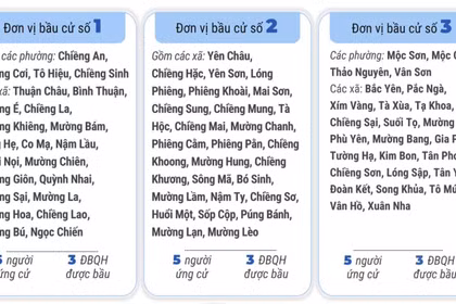 3 đơn vị bầu cử của tỉnh Sơn La 