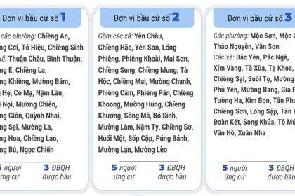 3 đơn vị bầu cử của tỉnh Sơn La 