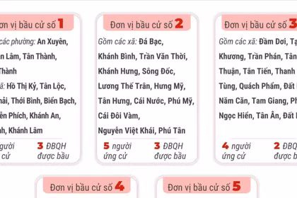 Bầu cử Quốc hội và HĐND: 5 đơn vị bầu cử của tỉnh Cà Mau 