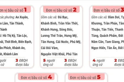 Bầu cử Quốc hội và HĐND: 5 đơn vị bầu cử của tỉnh Cà Mau 