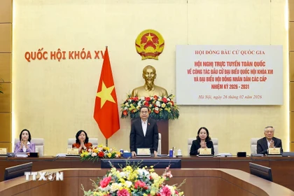 Chủ tịch Quốc hội Trần Thanh Mẫn chủ trì Hội nghị. (Ảnh: Doãn Tấn/TTXVN)