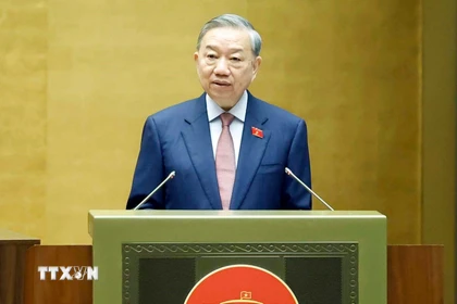 Tổng Bí thư Tô Lâm phát biểu tại phiên khai mạc Kỳ họp thứ Nhất, Quốc hội khóa XVI. (Ảnh: Thống Nhất/TTXVN)