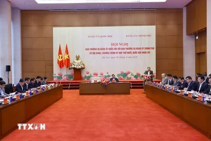 Chủ tịch Quốc hội Trần Thanh Mẫn phát biểu khai mạc Hội nghị. (Ảnh: Doãn Tấn/TTXVN)