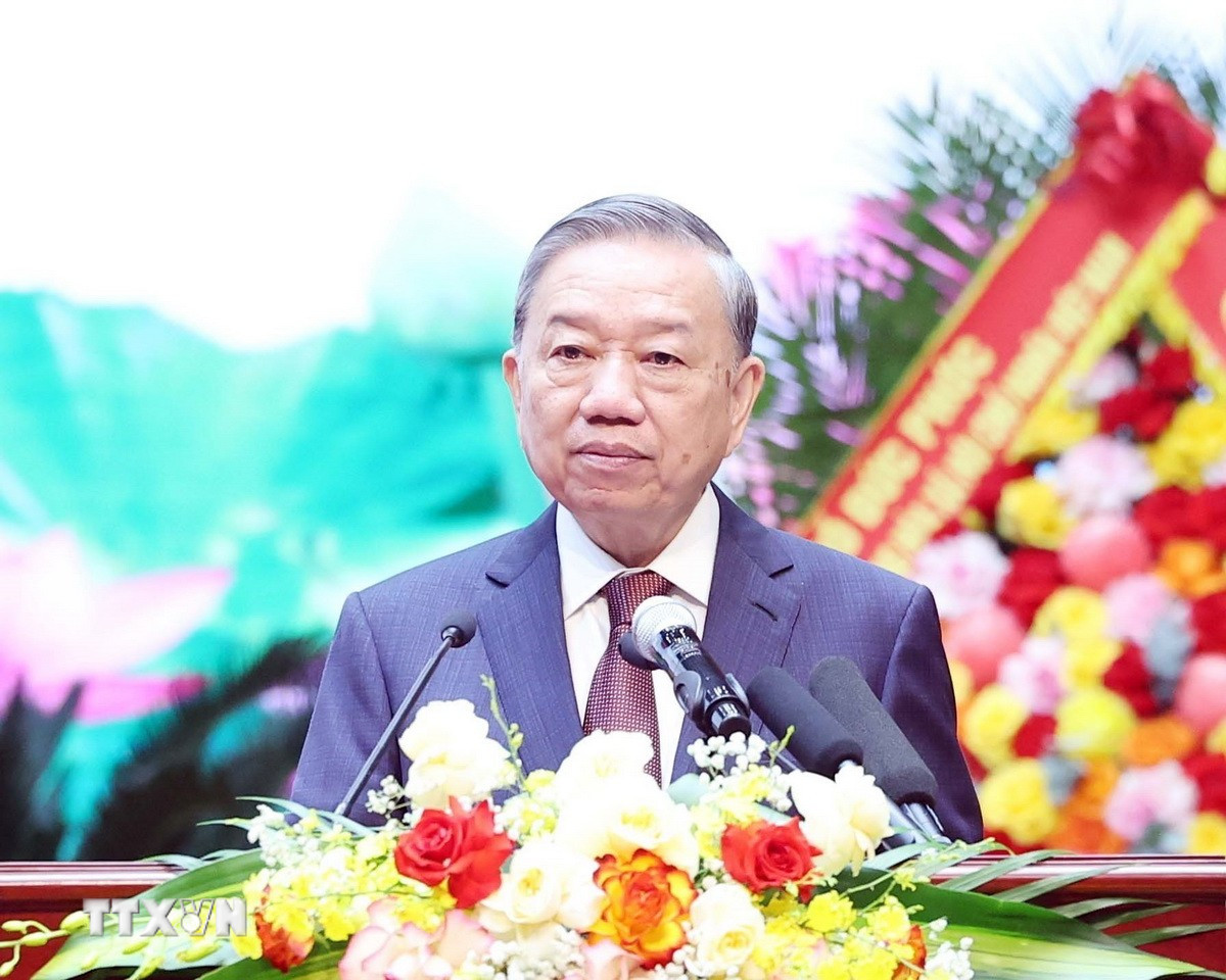 Tổng Bí thư Tô Lâm phát biểu. (Ảnh: Thống Nhất/TTXVN) ttxvn-0609-tong-bi-thu-bo-tong-tham-muu-12.jpg