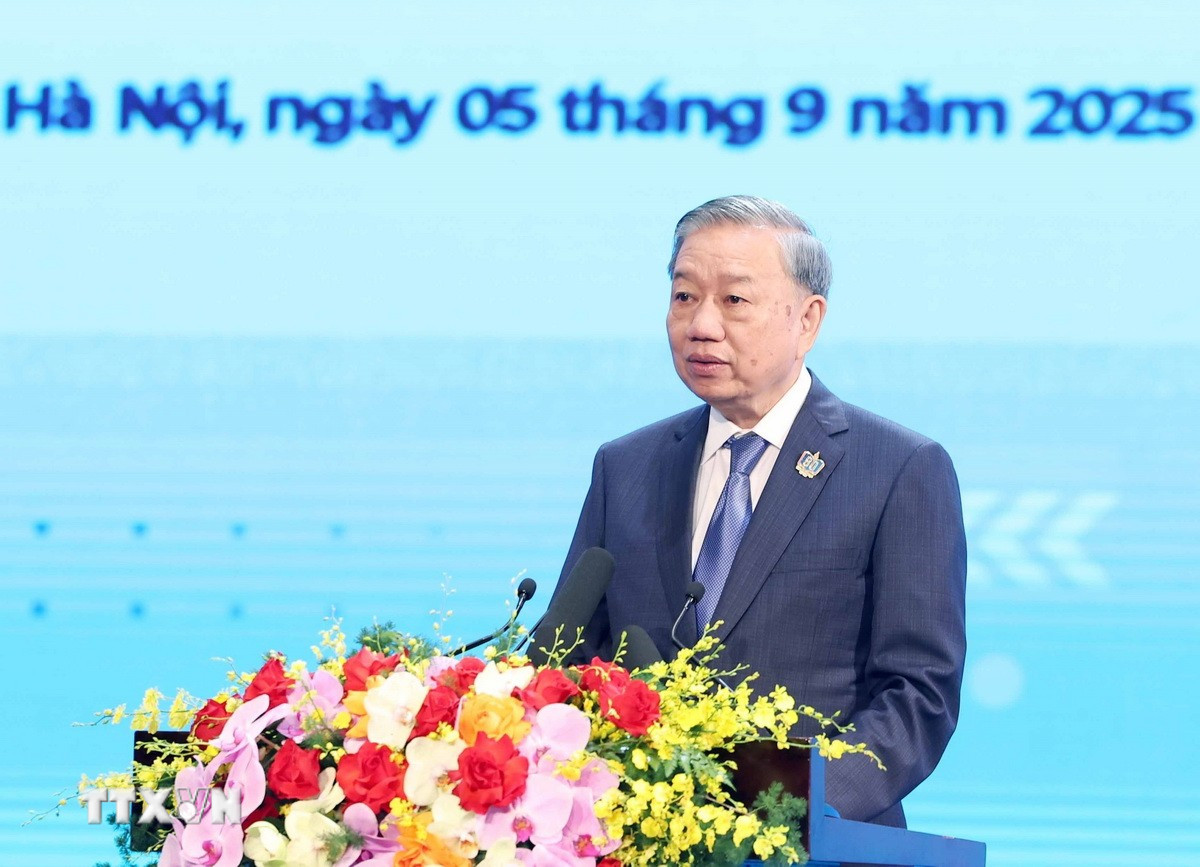 Tổng Bí thư Tô Lâm phát biểu. (Ảnh: Thống Nhất/TTXVN) ttxvn-0509-tong-bi-thu-nganh-giao-duc-13.jpg