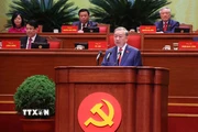 Tổng Bí thư Tô Lâm trình bày Báo cáo của Ban Chấp hành Trung ương Đảng khóa XIII về các văn kiện trình Đại hội XIV của Đảng. (Ảnh: TTXVN)
