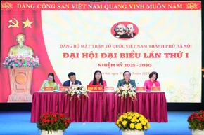 Đại hội đại biểu lần thứ nhất, nhiệm kỳ 2025-2030 Đảng bộ Mặt trận Tổ quốc Việt Nam thành phố Hà Nội. (Nguồn: TTXVN phát)