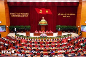 Quang cảnh lễ Bế mạc Hội nghị lần thứ 12 Ban Chấp hành Trung ương Đảng khóa XIII