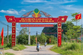 Không khí chào mừng Đại hội đại biểu Đảng bộ xã Đồng Thái, tỉnh Ninh Bình. (Ảnh: Thùy Dung/TTXVN)