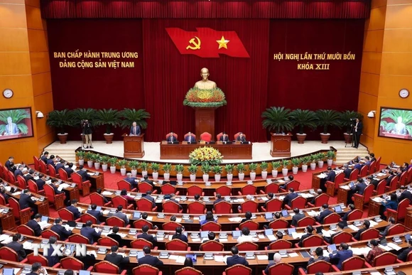 Phiên khai mạc Hội nghị lần thứ 14 Ban Chấp hành Trung ương Đảng khóa XIII. (Ảnh: Lâm Khánh/TTXVN)