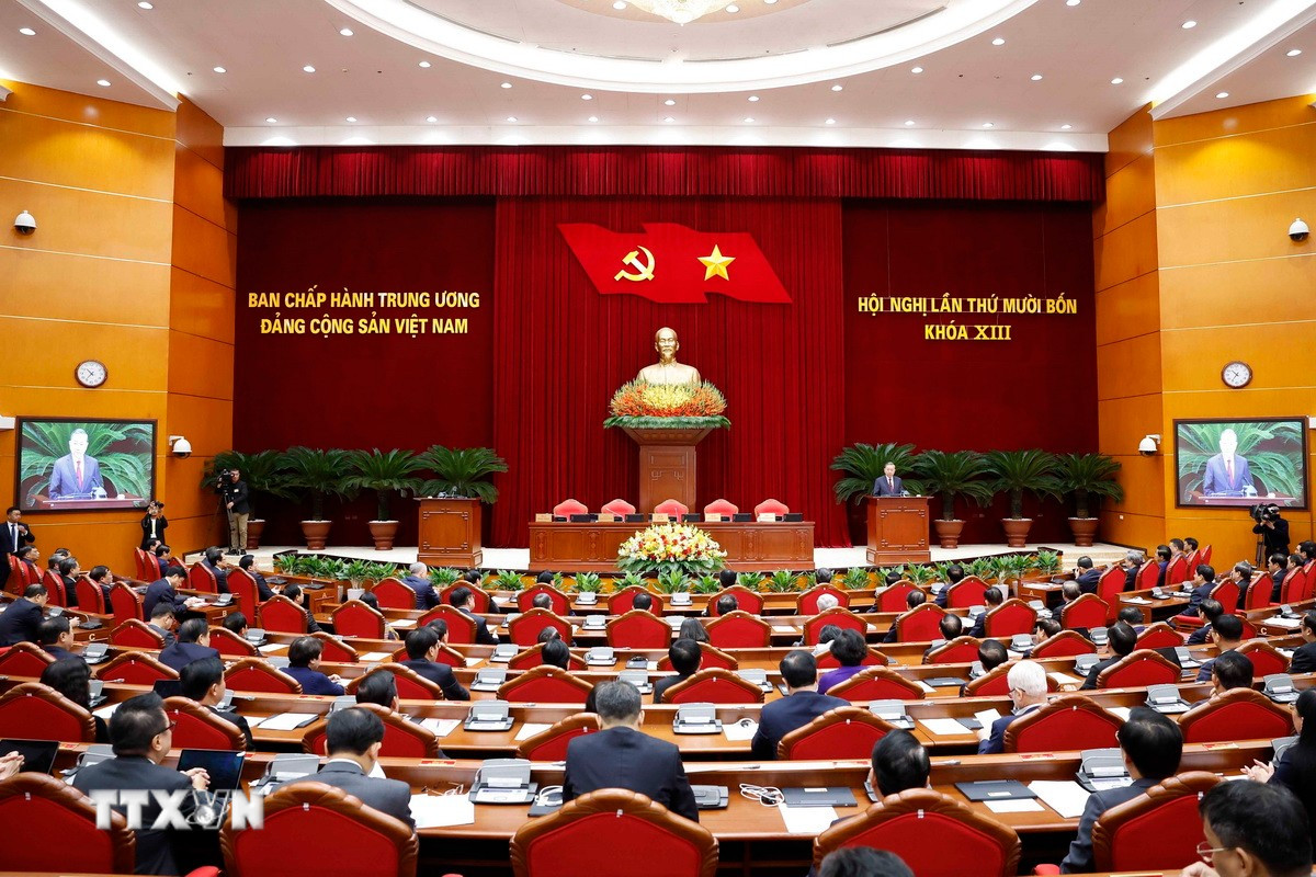 Phiên bế mạc Hội nghị lần thứ 14 Ban Chấp hành Trung ương Đảng khóa XIII. (Ảnh: Thống Nhất/TTXVN)