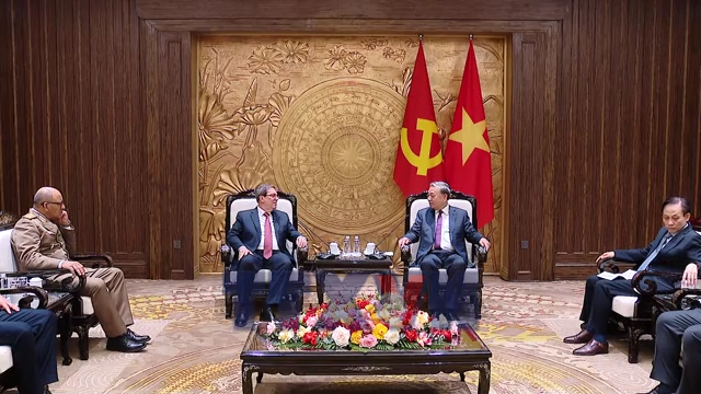 Tổng Bí thư Tô Lâm tiếp ông Bruno Rodríguez Parrilla, Đặc phái viên Đảng Cộng sản Cuba, Nhà nước Cộng hòa Cuba, Ủy viên Bộ Chính trị, Bộ trưởng Ngoại giao Cuba. (Ảnh: Thống Nhất/TTXVN)