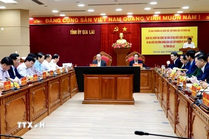 Quang cảnh buổi làm việc. (Ảnh: Sỹ Thắng/TTXVN)