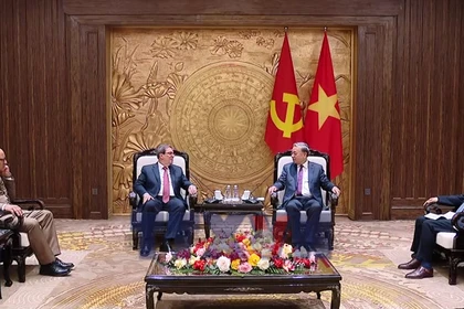 Tổng Bí thư Tô Lâm tiếp ông Bruno Rodríguez Parrilla, Đặc phái viên Đảng Cộng sản Cuba, Nhà nước Cộng hòa Cuba, Ủy viên Bộ Chính trị, Bộ trưởng Ngoại giao Cuba. (Ảnh: Thống Nhất/TTXVN)