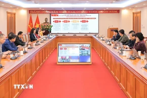 Quang cảnh Hội nghị tại điểm cầu Thông tấn xã Việt Nam. (Ảnh: Lê Đông/TTXVN)