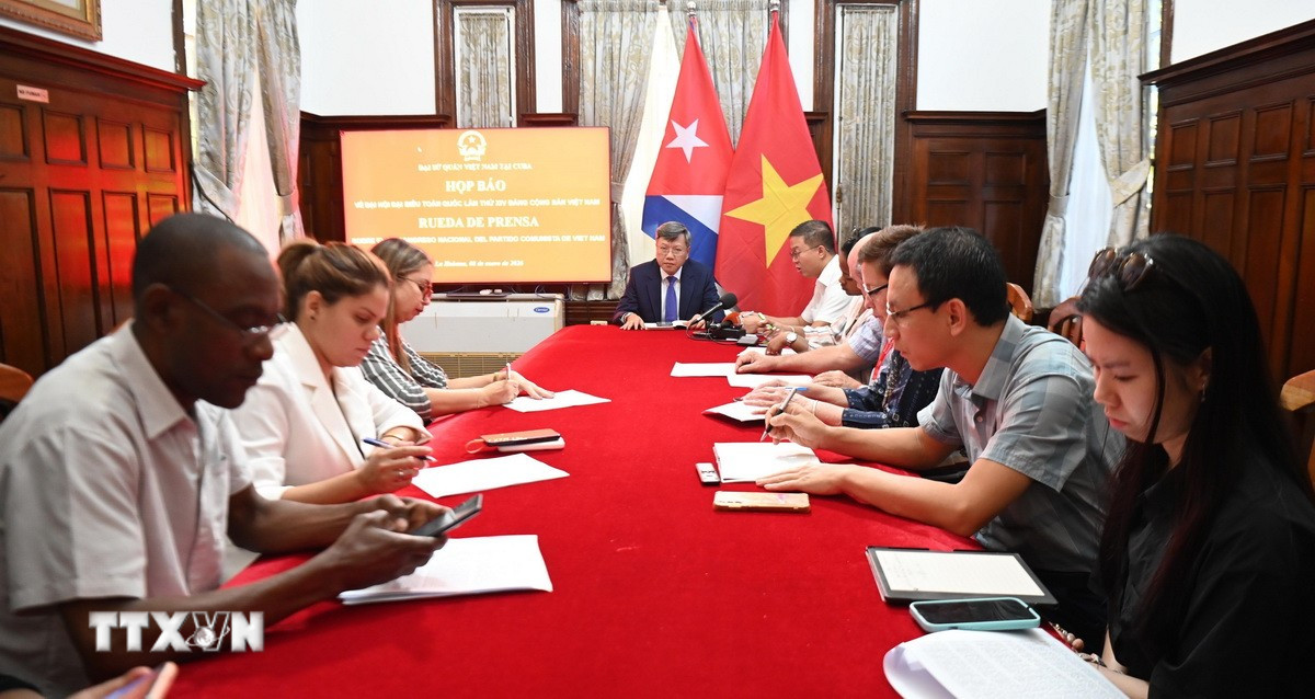 Toàn cảnh buổi họp báo. (Ảnh: Việt Hùng/TTXVN)