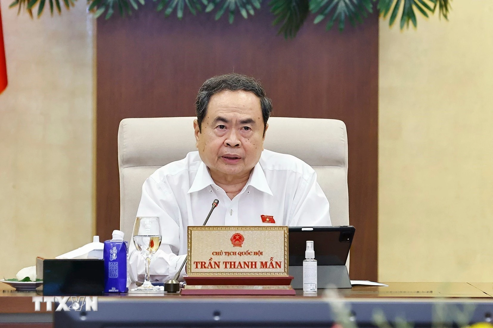 Chủ tịch Quốc hội Trần Thanh Mẫn phát biểu. (Ảnh: Doãn Tấn/TTXVN)