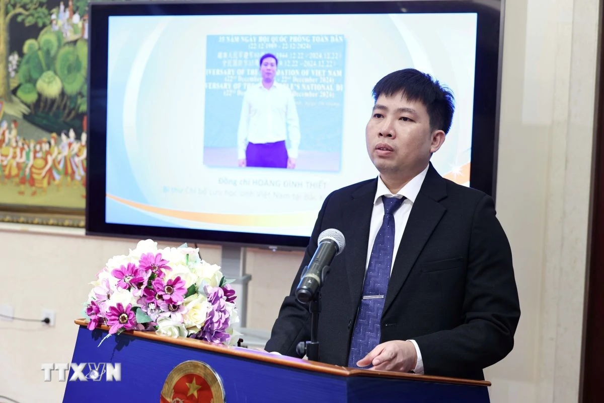 Bí thư Chi bộ lưu học sinh Việt Nam tại Bắc Kinh Hoàng Đình Thiết. (Ảnh: Công Tuyên/TTXVN)