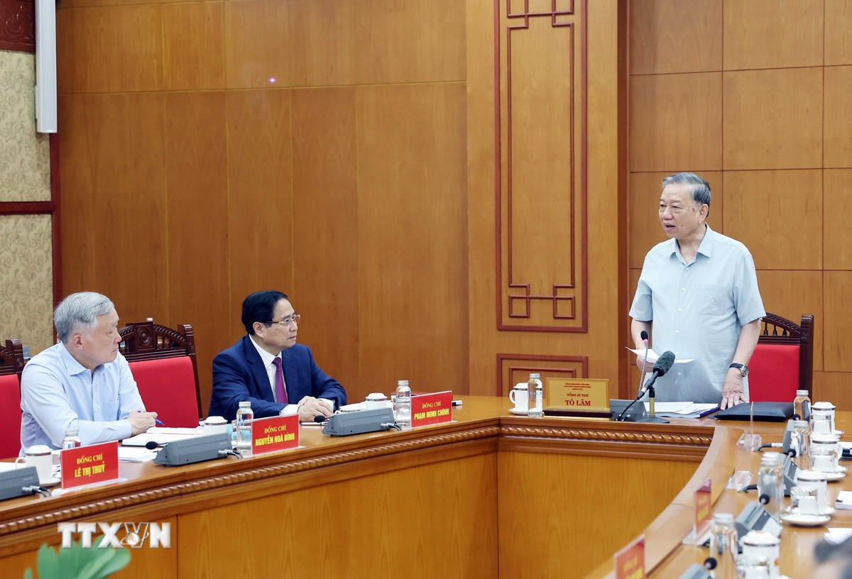 Tổng Bí thư Tô Lâm phát biểu. (Ảnh: Thống Nhất/TTXVN) ttxvn-tong-bi-thu-to-lam-luat-dat-dai-5.jpg