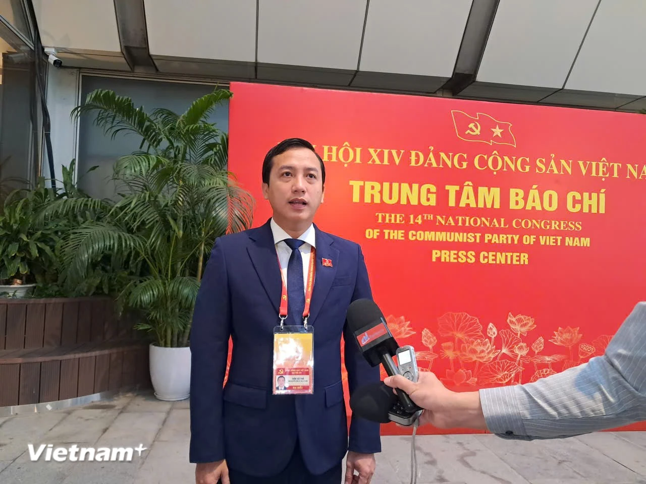 Đại biểu Trần Hải Phú - Phó Chủ tịch Mặt trận Tổ quốc Việt Nam tỉnh Tây Ninh, Bí thư Tỉnh đoàn Tây Ninh. (Ảnh: Hùng Võ/Vietnam+)